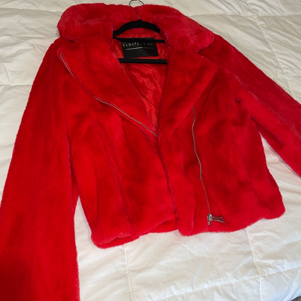 Bagatelle red faux fur jacket